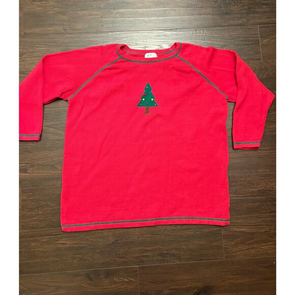 THE QUAKER FACTORY RED CHRISTMAS TREE HOLIDAY SWEATER SIZE 1X - Picture 1 of 4